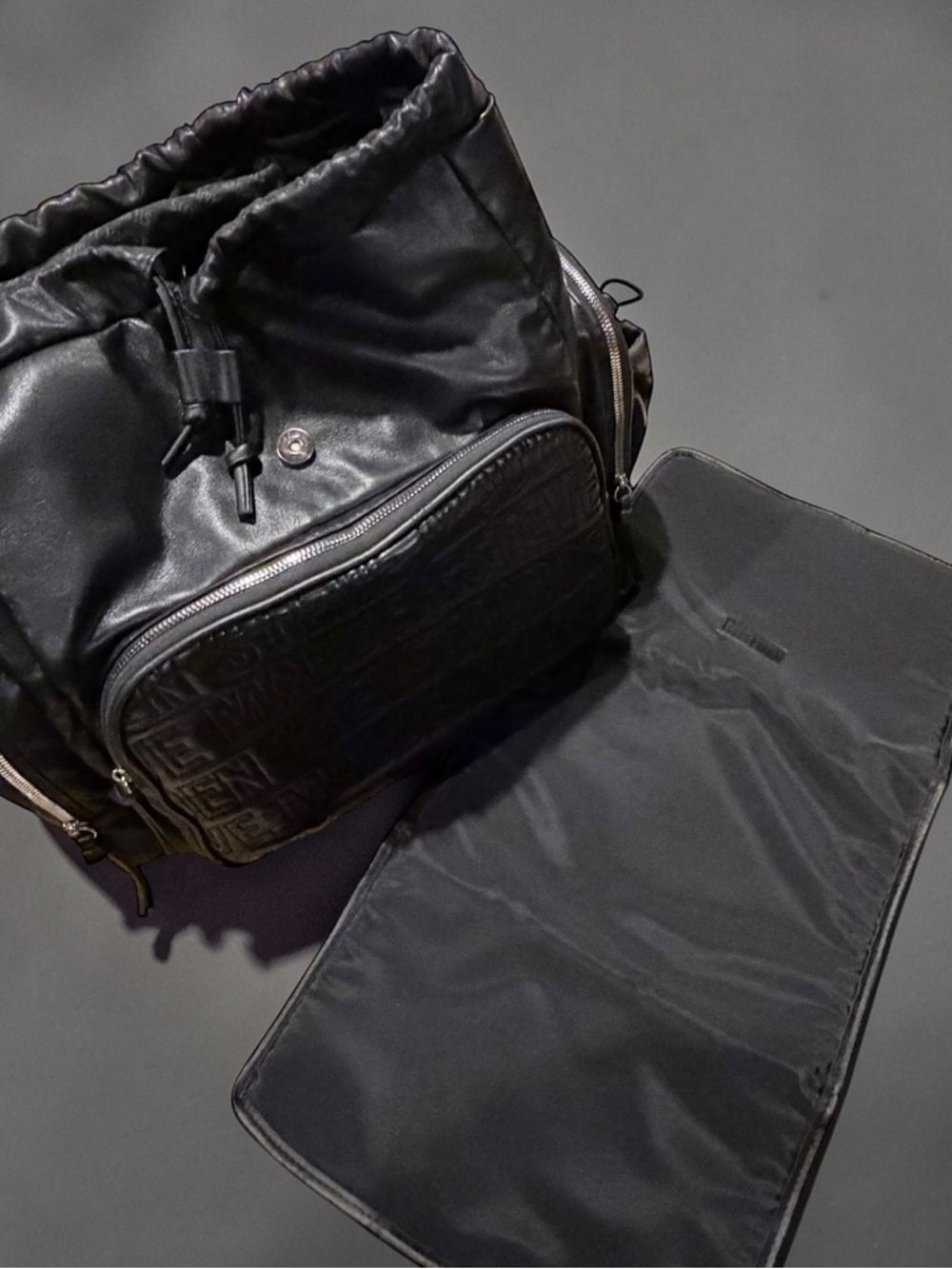 Steve Madden Black Faux Leather Diaper Bag Backpack - Picture 2 of 14